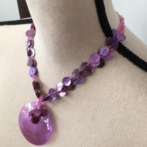 EUC Coldwater Creek purple/lilac abalone necklace